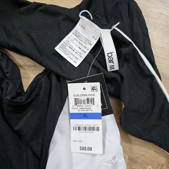 Bar III Women's Colorblock Plunging Halter Neck Black White Swimsuit XL - Picture 7 of 8